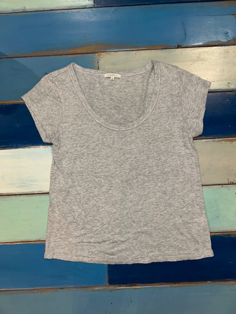 Z Supply Gray Heathered Scoop Neck T-Shirt Size Small